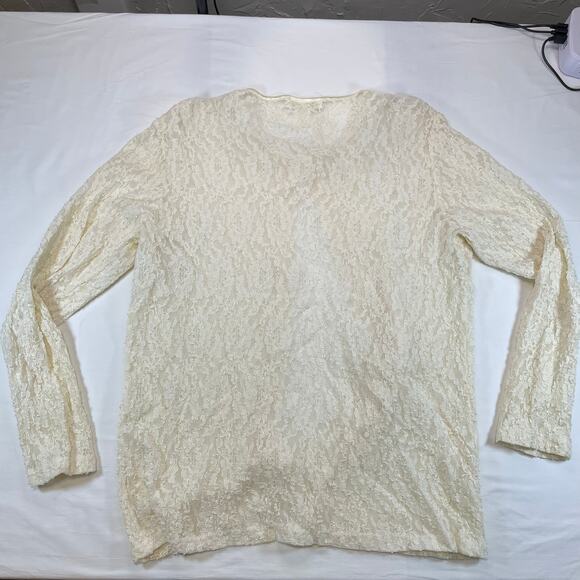 Ali & Ali Vintage Y2K Popcorn Lace Shrug Cardigan Ivory Sheer 1X Women's - Picture 6 of 7